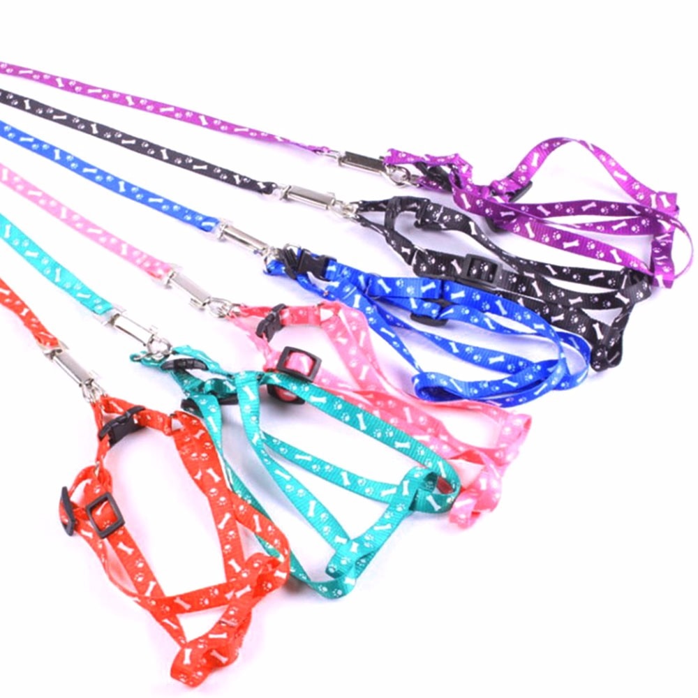 Nylon Dog Pet Puppy Cat Adjustable Harness with Lead Leash 10 Colors To Choose Toys Leash Chain Collars Interactive Toy